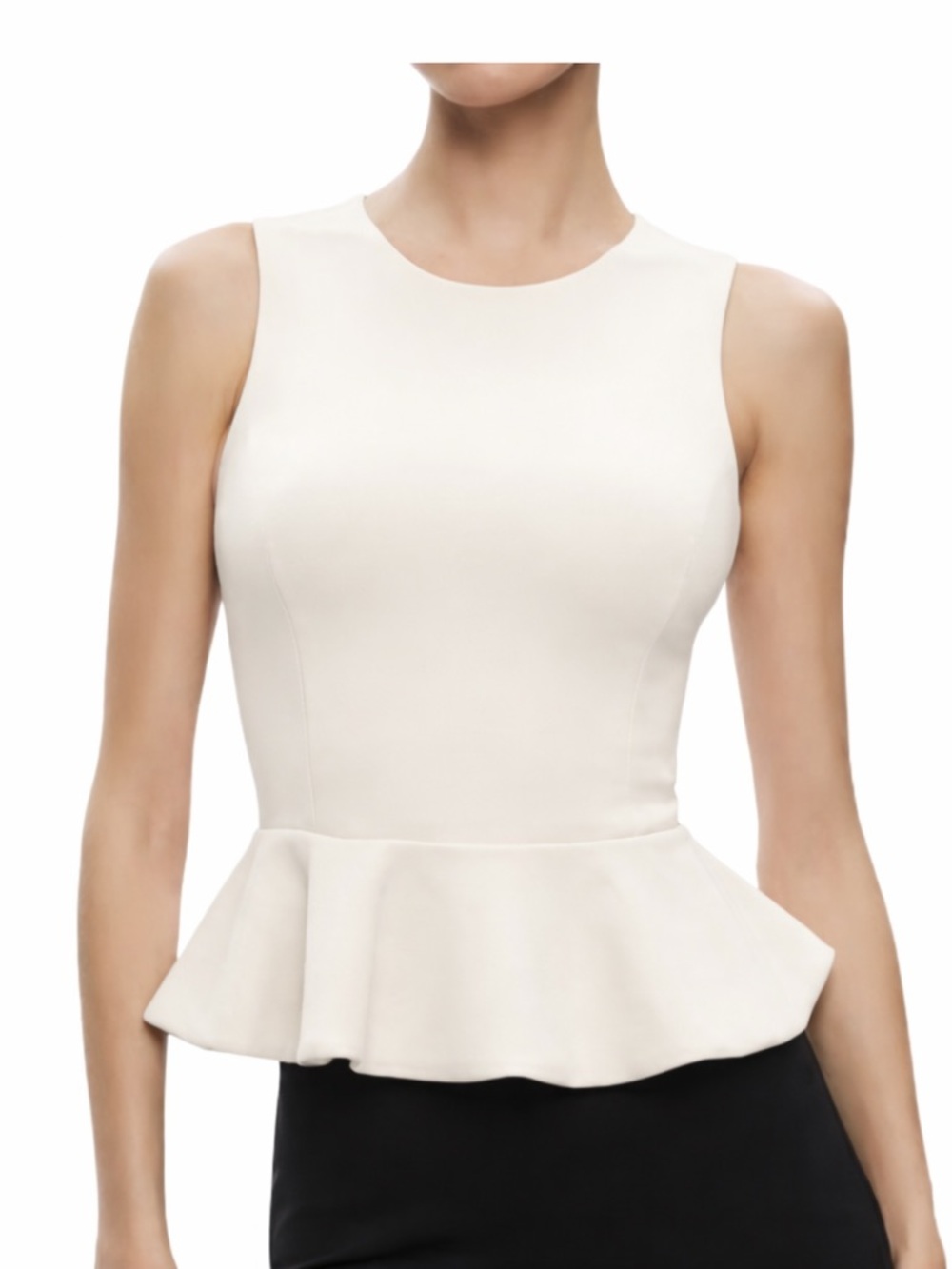 Like New Alice + Olivia Cream Sleeveless Peplum Top